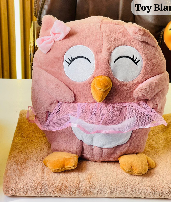 Pink Owl Soft Toy Blanket